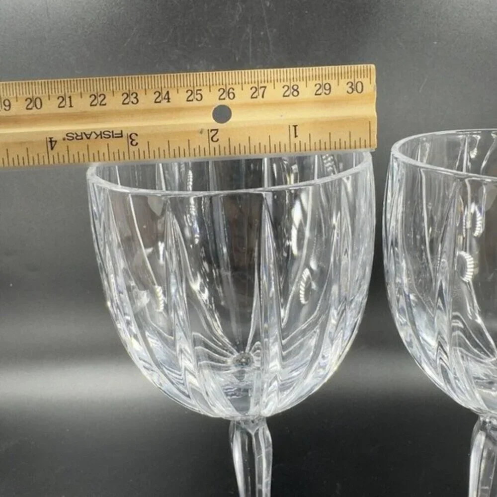 Waterford Marquis Omega Large Heavy‎ Clear Crystal 2 Glass Goblet Drinking Cups